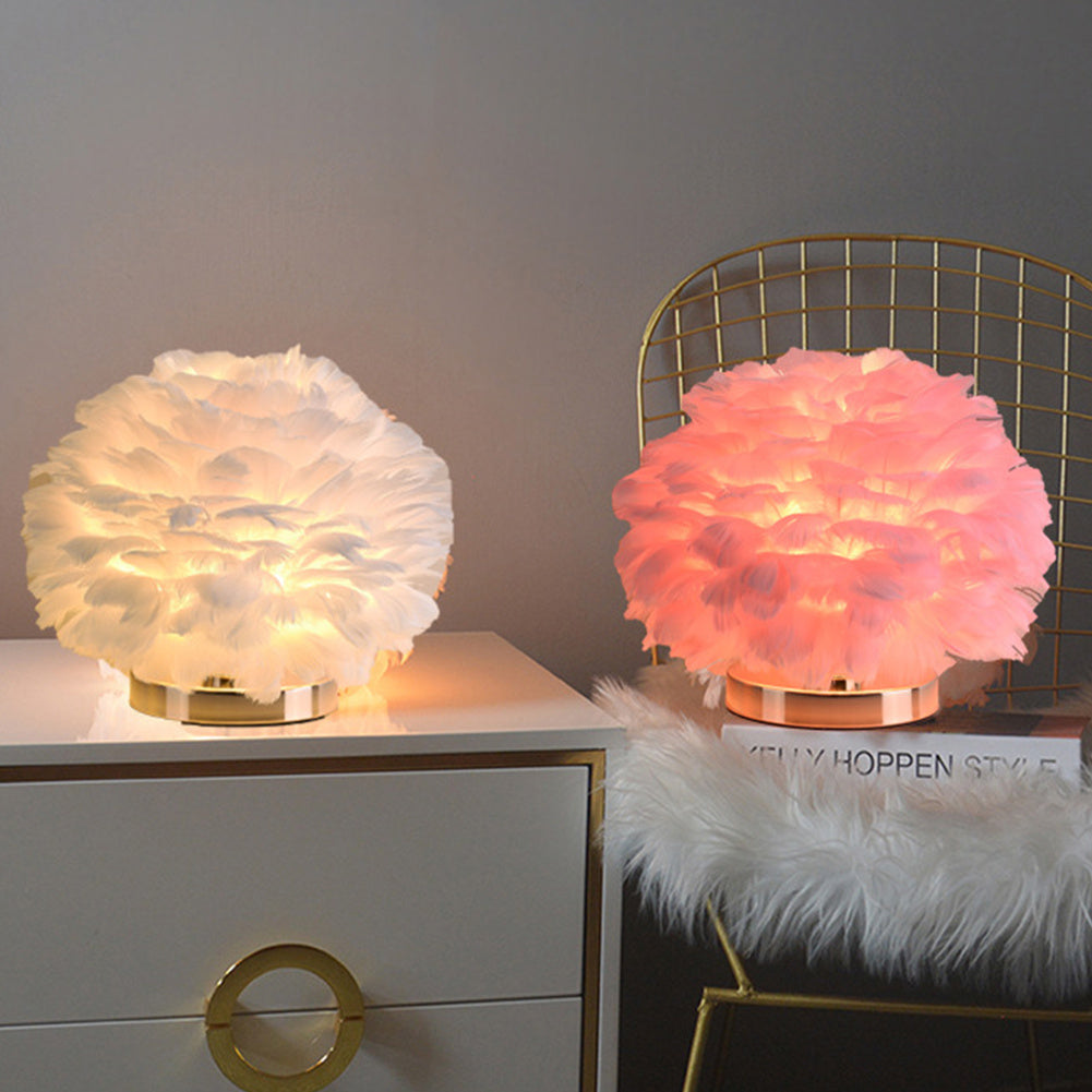 The Rounded Feather Table  Lamp